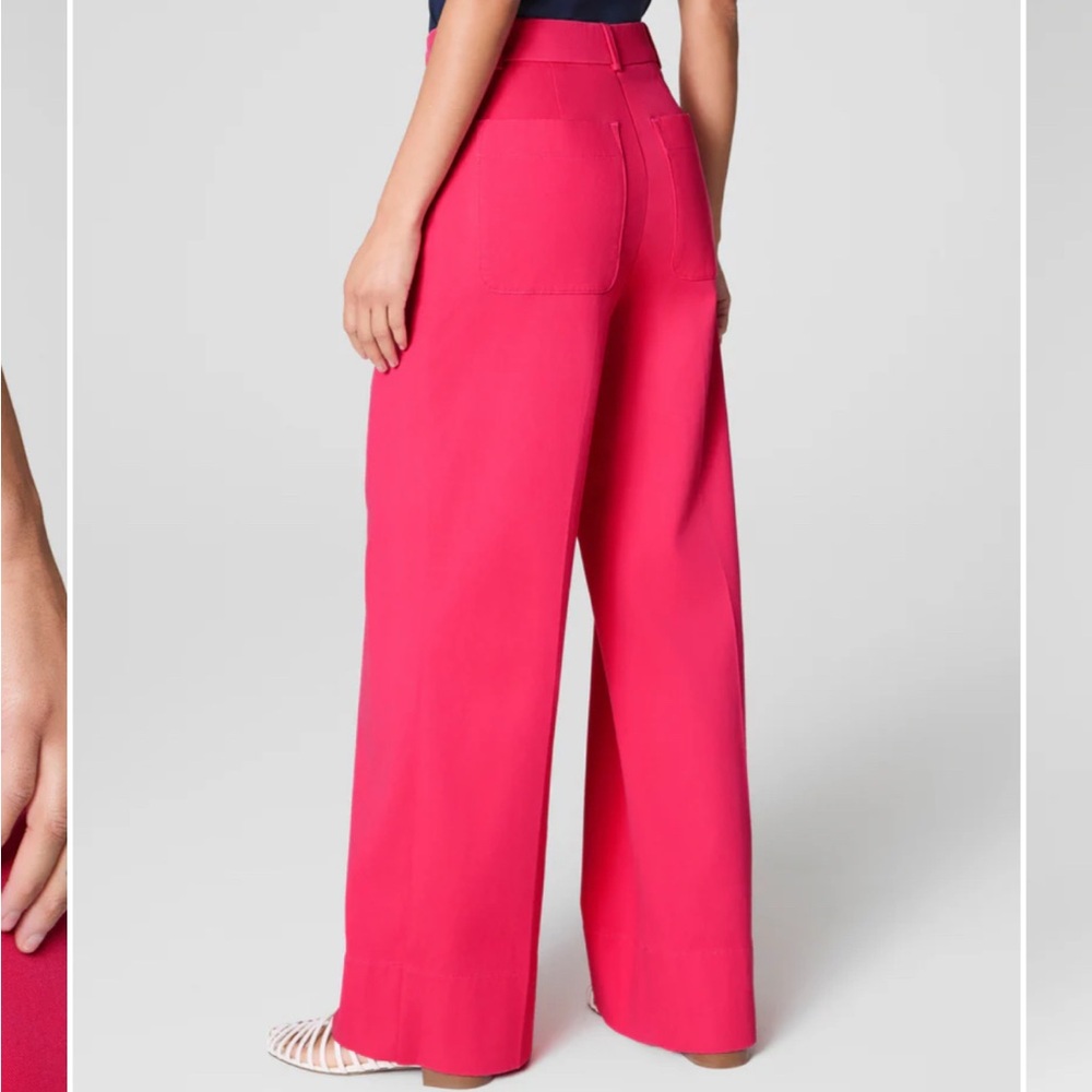 SPANX Supersmooth Stretch Twill Wide Leg Pants in Vibrant Pink - Picture 3 of 6